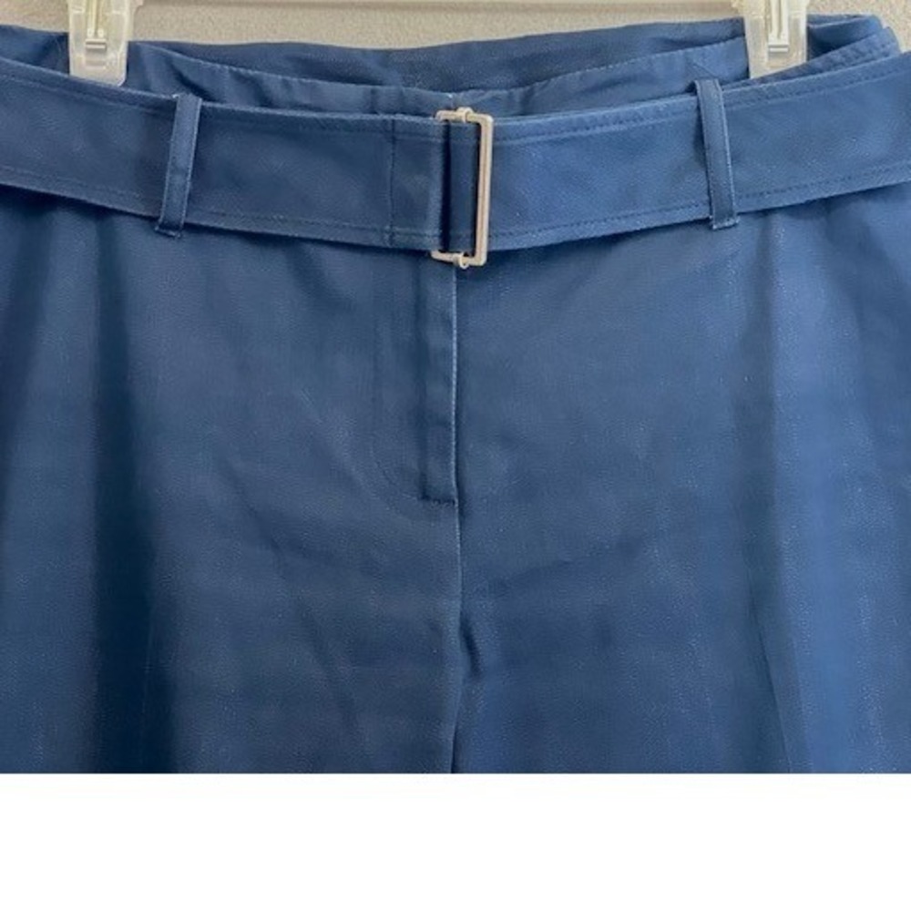Ann Taylor Size 6  Loft Navy Blue Wide Leg Belted Stretch Trousers High Rise
